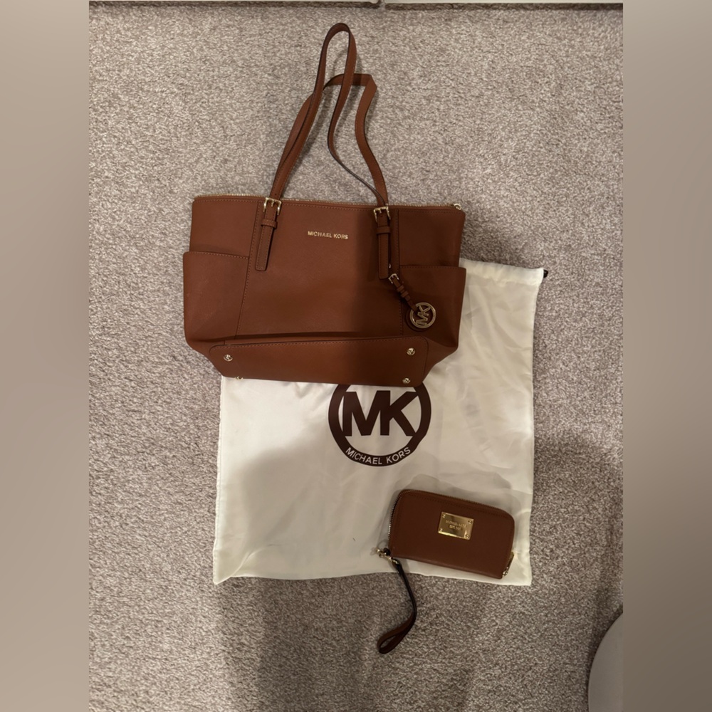 Michael Kors Brown Purse with Matching Wallet